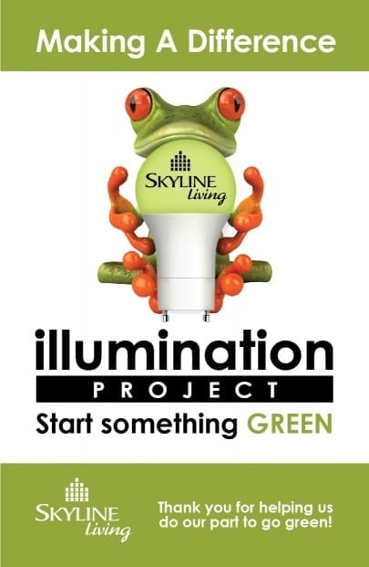 Poster of a frog hugging a CFL lightbulb