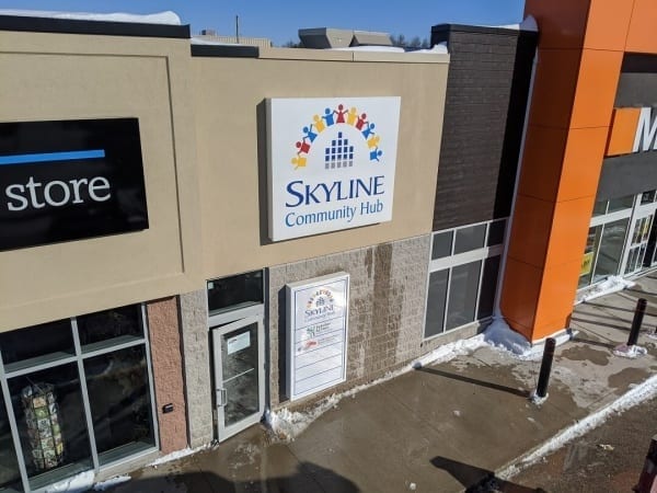 Entryway to the Skyline Community Hub space in Fergus