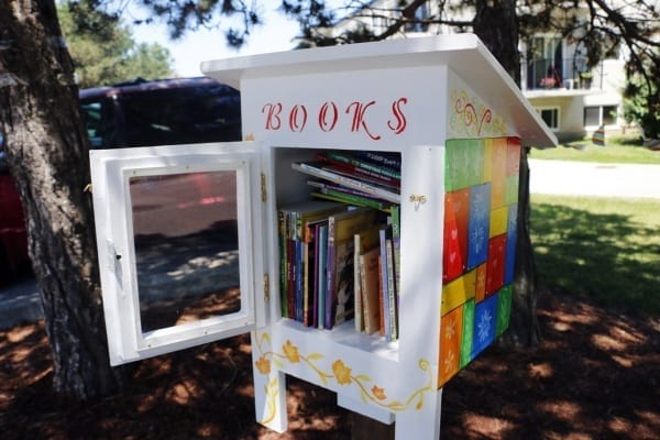 image of a fully stocked lending library box
