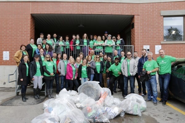 members of Guelph's head office gather after collecting garbage in downtown Guelph