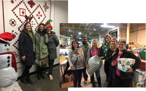 Collage of Skyliners delivering gifts for Adopt a Family in Guelph