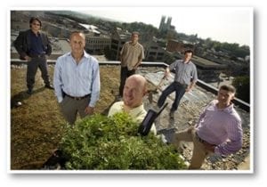 Skyline owners stand on the newly installed green roof