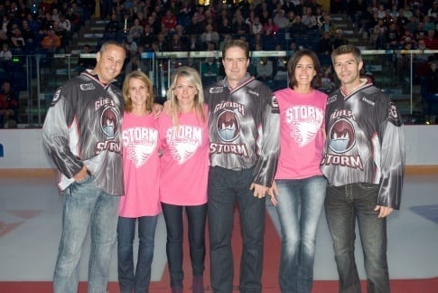 Skyline Co-Founders and their wives on the Guelph Storm ice.