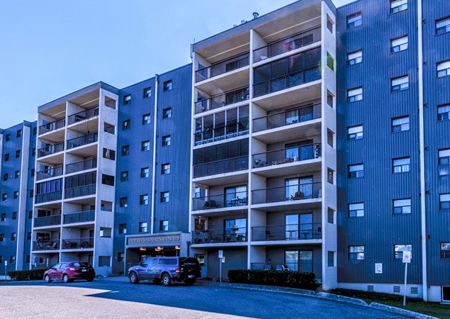 Exterior of apartment building at 355 Adelaide Street in Thunder Bay, Ontario